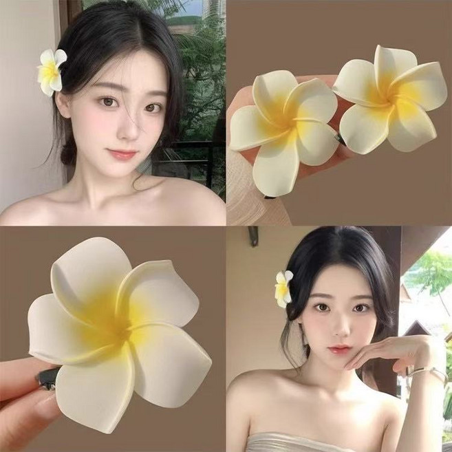 [5개한세트] 하와이안 플라워 헤어핀 꽃핀 해외여행 셀프웨딩 신혼여행 연말휴가 플루메리아 수영복