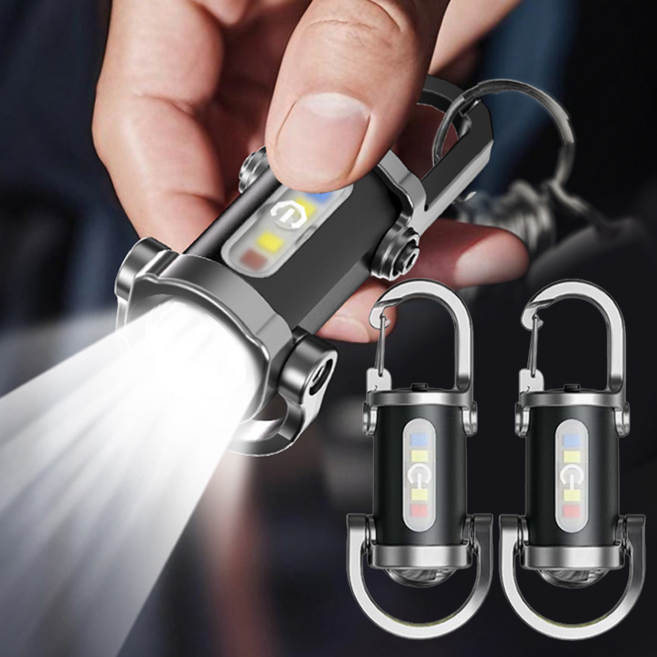 Ataasha 방수 열쇠고리 손전등 미니 휴대용 초강력 후레쉬 usb, 블랙, 2개