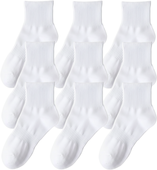 프리미엄 소프트 코튼 무지 중목 양말 9켤레