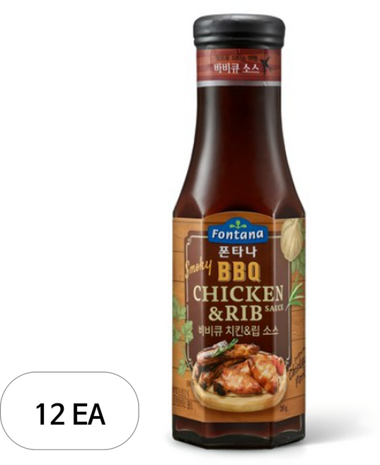 폰타나 스모키 비비큐 치킨 앤 립 소스, 285g, 12개