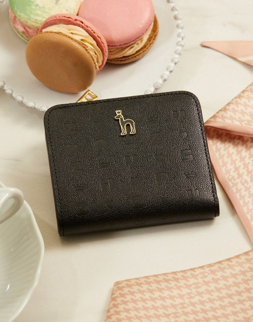24FW [스테디셀러]블랙 이니셜패턴 소가죽 반지갑 WIWA4F514BK