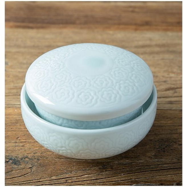 여주도자기 고급 조각목단 뚜껑있는 주발 대접세트 전통 도자기 그릇 제사, 조각목단뚜껑주발, 1개