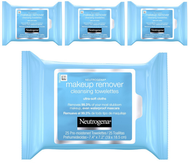 뉴트로지나 메이크업 리무버 클렌징 타월렛 하이드레이팅 19 x 18.5cm, 25매입, 4개