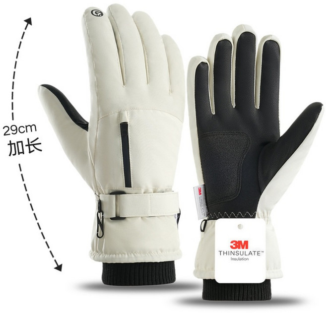 3M 機車手套 防風觸控保暖防寒手套, 白色