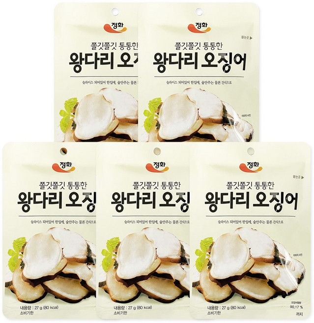정화식품 왕다리 오징어, 27g, 5개