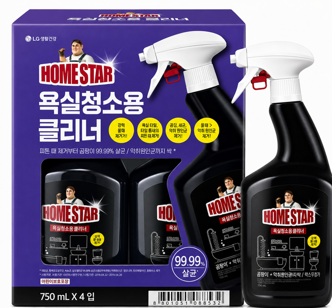 홈스타 욕실청소용 클리너 750ML X 4PK HOMESTAR BATHROOM CLEANER