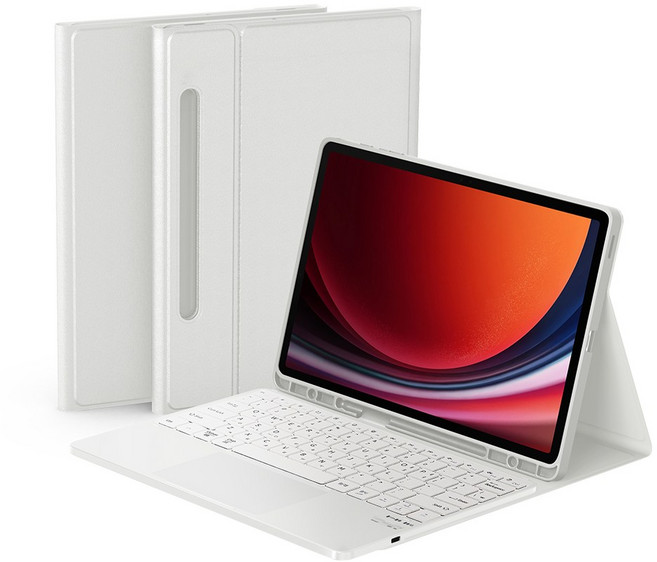 데이웍스 갤럭시탭 S9+ S9 FE+ 플러스 블루투스 터치패드 키보드 케이스 S펜 수납, 모티보 플러스_화이트, 1개