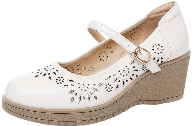 POMTOR 여성 여름 웨지 샌들 편안한 통기성 메리제인 단화 키높이 6cm