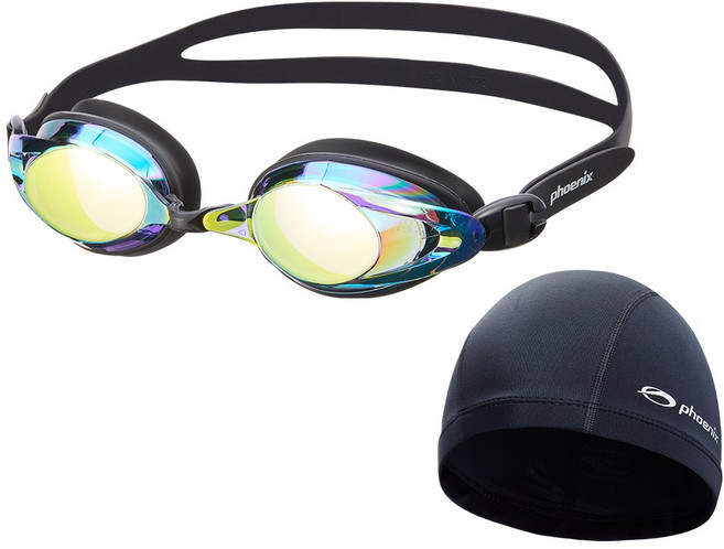 피닉스 미러수경 PN-702M + 스판수모 SET, PN-702M_골드 + 스판수모_블랙, 1개