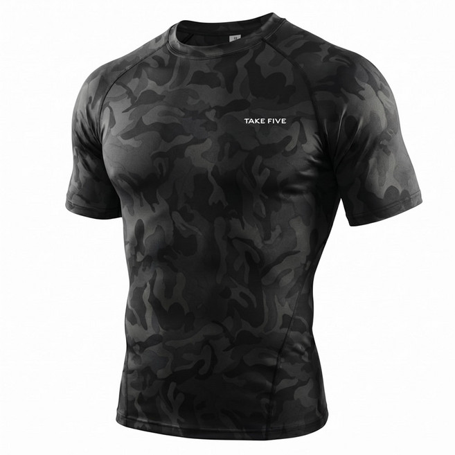 테이크파이브 남자 기능성 머슬핏 반팔 스포츠이너웨어 딥 카모