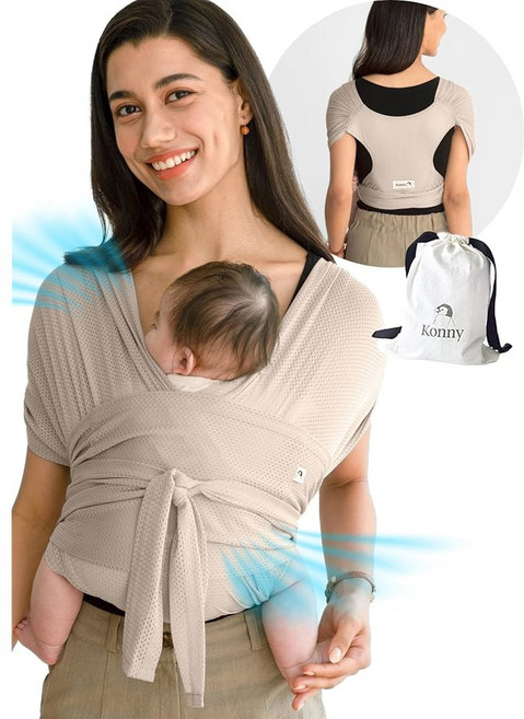 코니 플렉스 소프트브리즈( 지지대 ) - 조절 가능하고 착용하기 쉬우며 핸즈프리 랩 슬링 최대 44파운드(, AirMesh-Beige, M-4X-Large, AirMesh-Beige