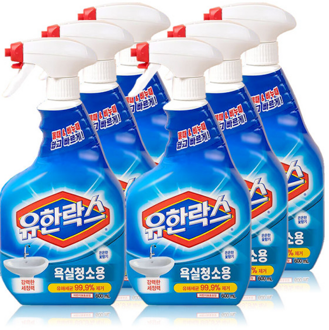 유한락스 욕실청소용, 6개, 600ml