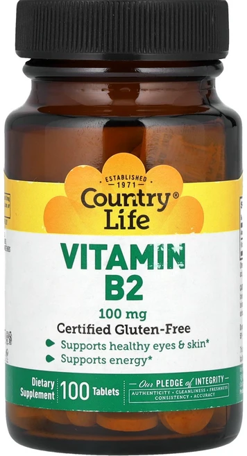 Country Life Vitamins 비타민 B2 100 mg 타블렛, 1개, 100정 - 쿠팡
