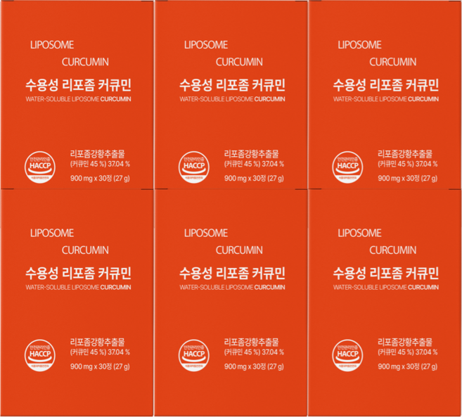 수용성 커큐민 리포좀 커큐민 강황 커쿠민 식약청인증 커큐민캡슐 미니커큐민 강황가루 프리미엄 리포좀커큐민, 6개, 30정