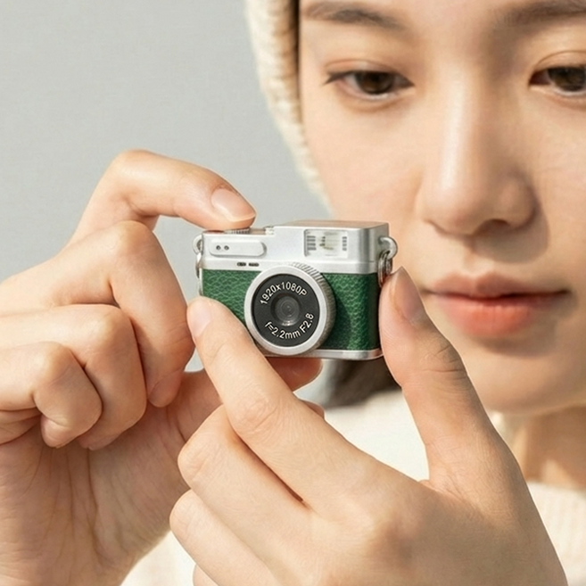 도파밍 미니카메라 키링캠 초소형 레트로 키링 카메라, DPM-25113(그린)