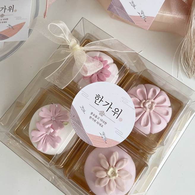 한가위 명절 스티커 추석스티커 원형 100매 [우아한]