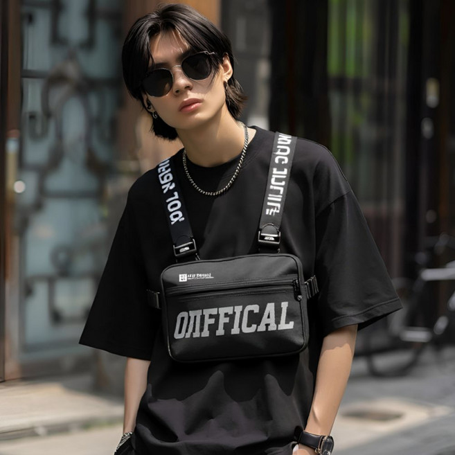 라이더 전용 오토바이 배달 조끼 가슴 가방 체스트백, 블랙