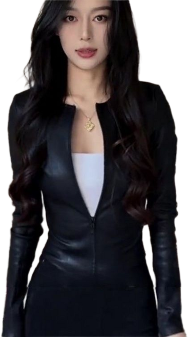 가죽 재킷 여성용 봄 가을 PU 재킷 슬림 숏 라이더 재킷