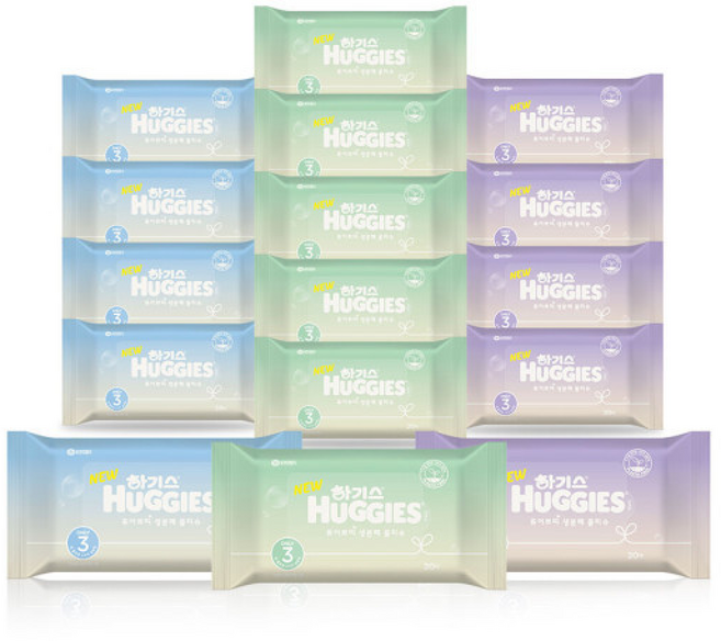 하기스 퓨어쁘띠 생분해 물티슈 휴대용 20매X16팩, 20매, 16박스