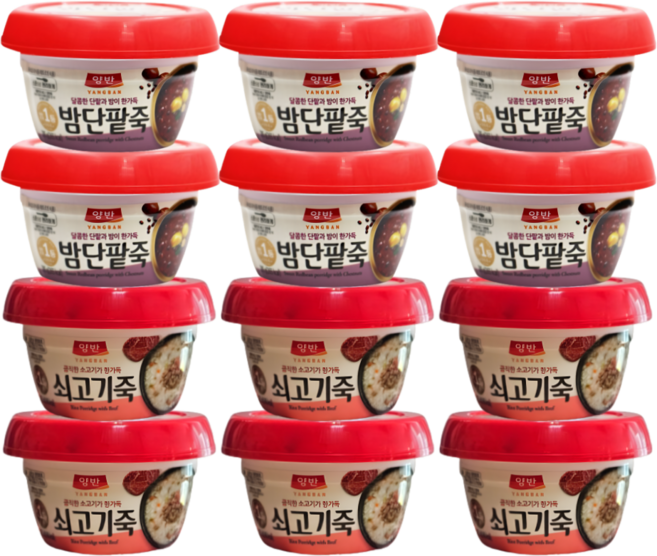 동원 양반 쇠고기죽 6개 + 밤단팥죽 6개, 285g, 12개