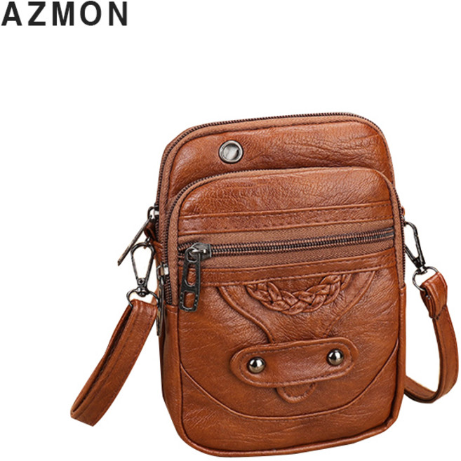 AZMON 심플 모던 가죽 미니 크로스백 지갑 화장품 폰가방 외출용 작은가방