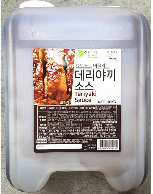 데리야끼 10k 장어구이 치킨 소스 요리 업소용 말통, 10kg, 1개