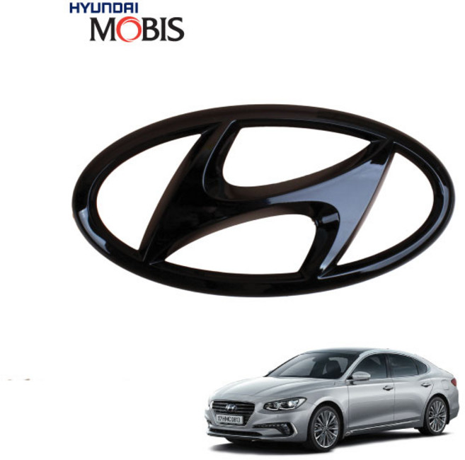 그랜져IG 하이브리드 블랙 엠블럼 도장 포인트도색, 후면(현대), 블랙(무광)