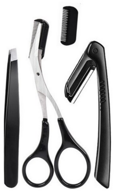 해피제이 눈썹 정리 3종 세트, 블랙, 1개