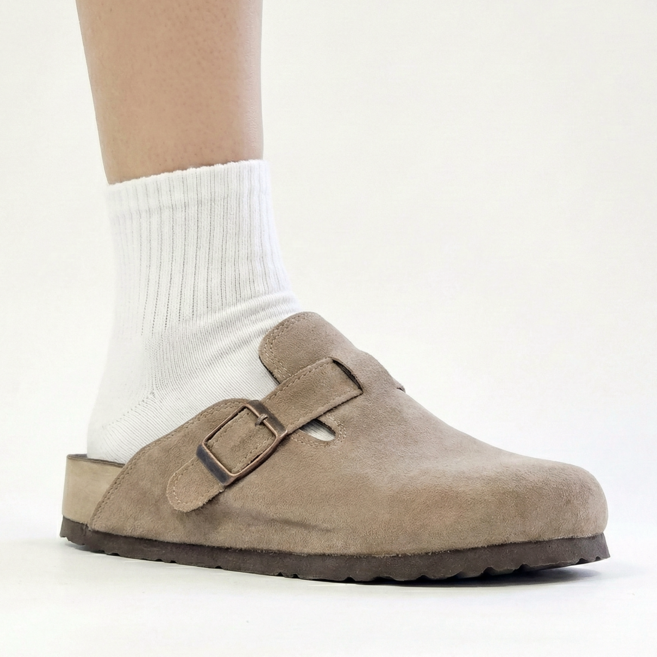 국산 스웨이드 클로그 버클 슬리퍼 225 - 300mm 빅사이즈 쎄무 기모 발편한 실내화 커플 슈즈 가을 겨울 가벼운 캠핑 신발