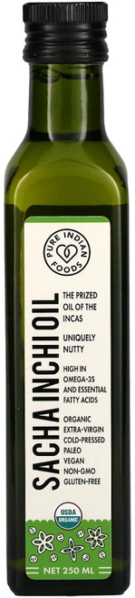 Pure Indian Foods 유기농 냉압착 엑스트라 버진 사차 인치 오일 250ml 1팩, One Color_One Size, 1개 - 쿠팡