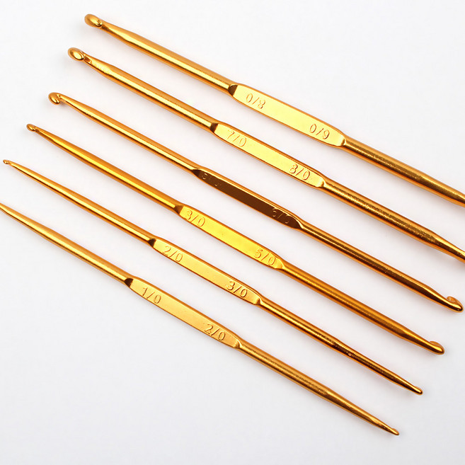 금색 코바늘 세트 뜨개바늘 코바늘세트-6P, 1세트