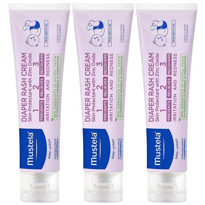 Mustela Diaper Rash Cream 무스텔라 기저귀 래쉬 크림 3.8oz(107g) 3팩, 1개