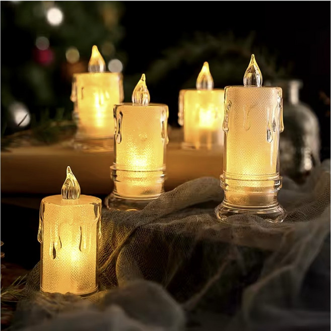 건전지초 Led티라이트 전자초 프로포즈 크리스마스 납골당 성묘, 중(4.7cmX9.5cm) 2개