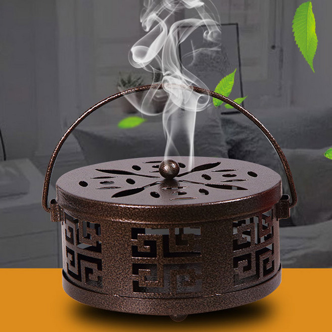 캠핑 모기향 거치대 철제 모기향 케이스 받침대, 1개, 1단, 원통형 브라운