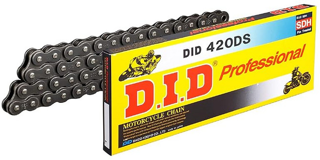 DID 오토바이용 강화 체인 420DS-100RB 클립 조인트 포함 스틸, 1개