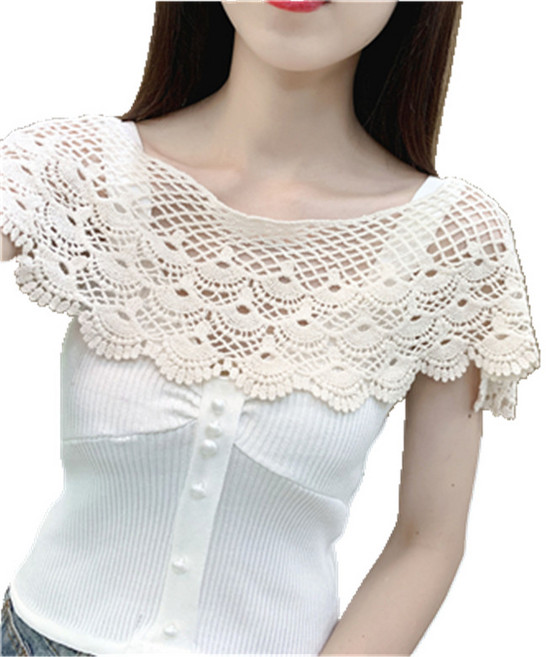 니트 펀칭 레이스 스몰 케이프 여름 코디 쇼트 얇은 민소매 코트 M 뉴타임즈 G376A478