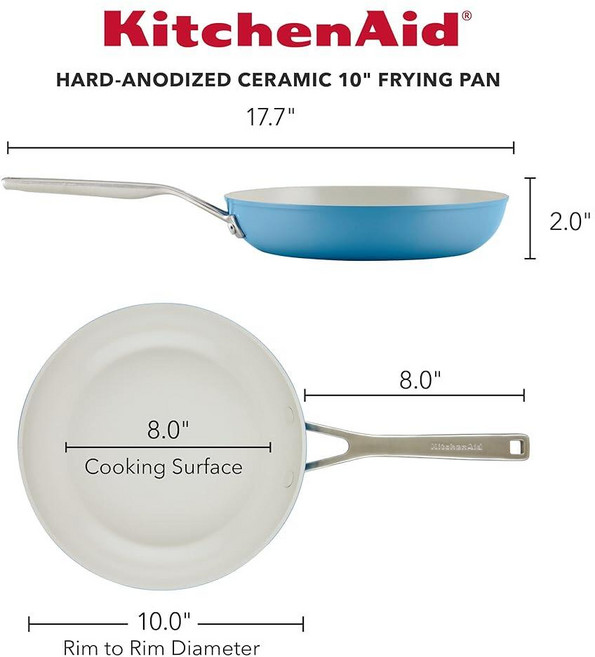 KitchenAid 하드 아노다이징 세라믹 논스틱 프라이팬/프라이팬 25.4cm(10인치) - 블루 벨벳, Pistachio, 10 Inch, 1개