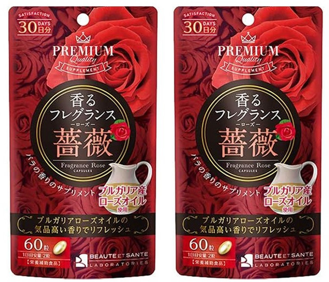 먹는향수 장미 프레그랑스 60정 x 2개 불가리아 로즈오일 인피니티 일본