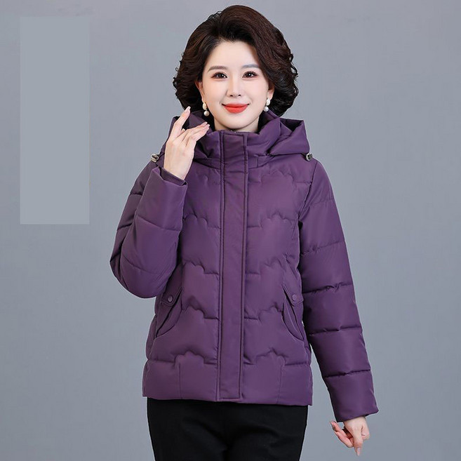 중년 여성 겨울 후드 집업 패딩 루즈핏 도톰 코트 방한 자켓 경량 숏 패딩 엄마 아우터SYW