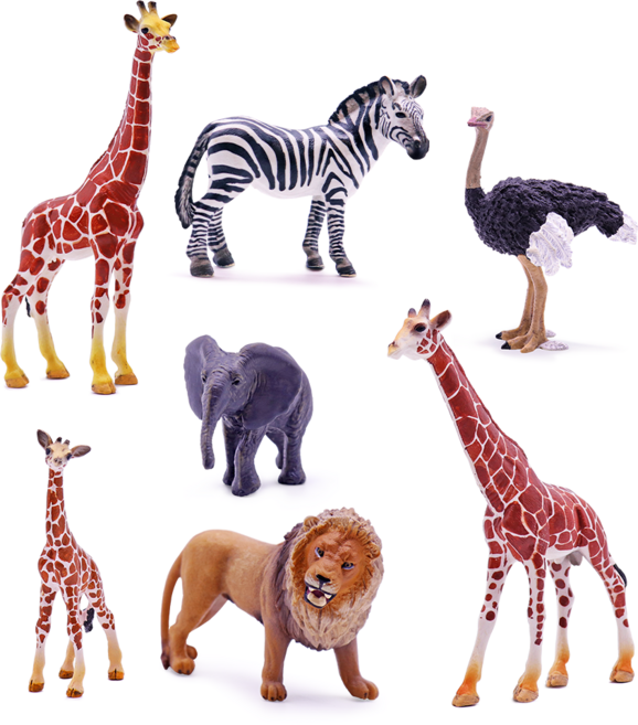 뮤고랑 야생 동물 피규어 7종 세트, 1개