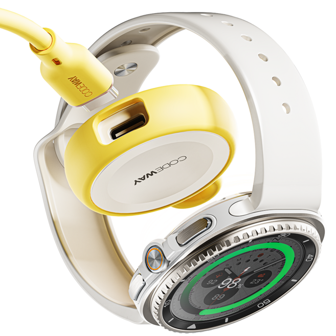 코드웨이 c타입 삼성 갤럭시워치 무선충전기 케이블 1.2m, 옐로우, 1개