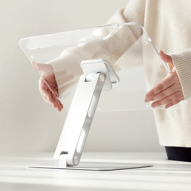 미테르 마그네틱 아크릴 독서대 책거치대 필기대 높이조절 각도조절 북스탠드, 투명