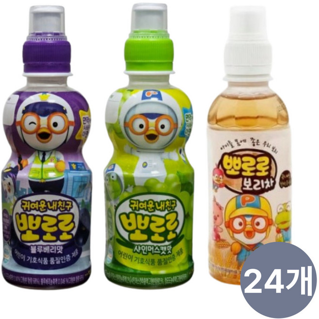 뽀로로 포도 샤인머스켓 보리차 어린이 음료, 24개, 235ml