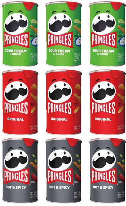 프링글스 53g*3종(오리지날53g*3+양파맛53g*3+매운맛53g*3), 53g, 1세트