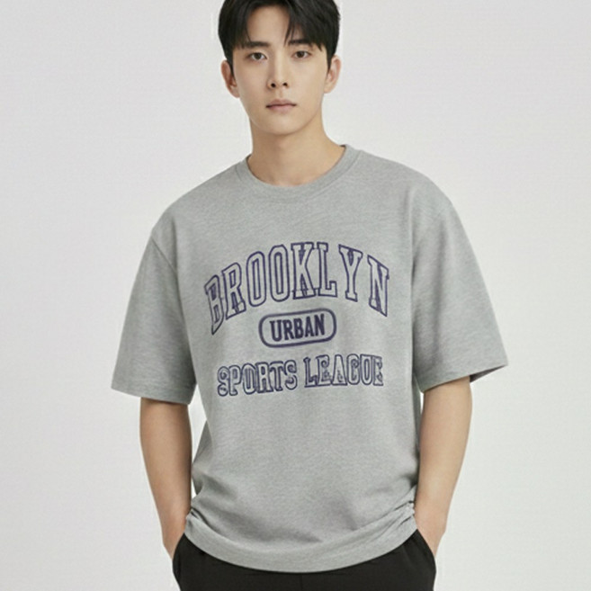 어워크 (M-5XL) 오버핏 반팔티 남자 여자 빅사이즈 반팔 티셔츠_브루리그