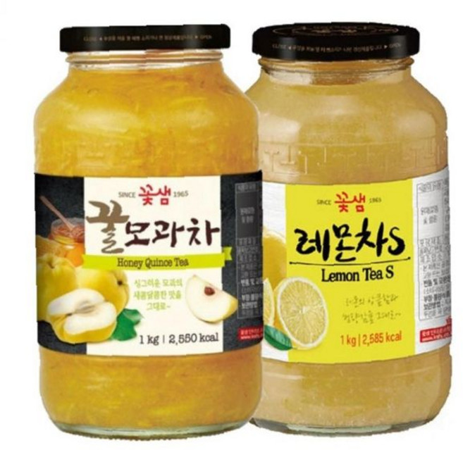 모과 레몬 혼합 과일차 1kg 2병 구성 따뜻한 차 음료 가정용 건강 음료 선물용