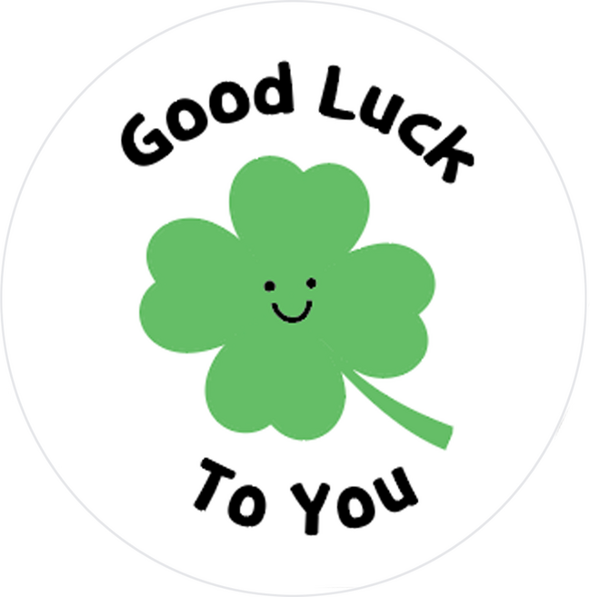 네잎클로버 굿럭 시험 응원 합격 수능 스티커, 50매, 원형