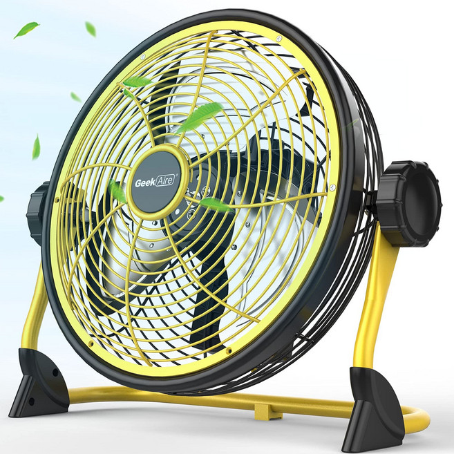 Geek Aire 업무용 선풍기 공장 부채 공업 부채 IPX4 방수 충전 가능한 야외 팬 가정 팬… (12 INCH)