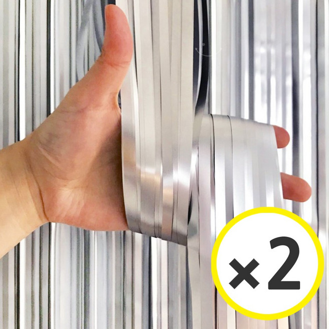 생일파티 용품 파티커튼 42컬러 홀로그램/새틴 무광/파스텔/샤이니 포토존 소품 은박 수술 가랜드 커튼 [에브리띵스마일], 새틴 실버, 2개