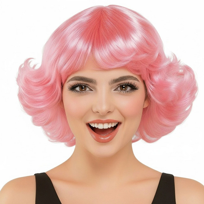 파티처럼 할로윈 파티소품 파티가발 숏헤어 [패션 핑크], 1개
